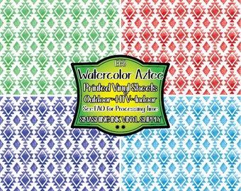 Aztec Watercolor Adhesive Vinyl | Heat Transfer | Faux Leather | Laser Safe Materials
