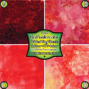 Red Watercolor Adhesive Vinyl | Heat Transfer | Faux Leather | Laser Safe Materials