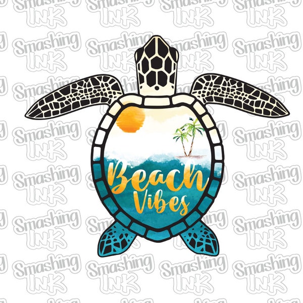 Beach Vibes Sea Turtle Apparel Transfer - Available in Heat Transfer, DTF (Direct to Film), or Sublimation, Iron On Shirt Transfer