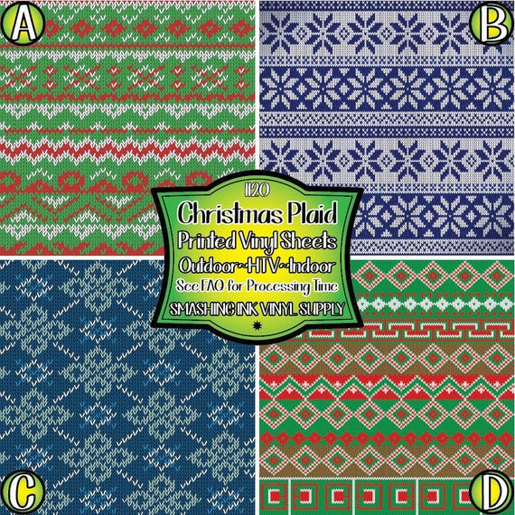 Christmas Plaid Adhesive Vinyl | Heat Transfer | Faux Leather | Laser Safe Materials