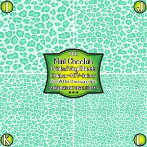 Mint Cheetah Adhesive Vinyl | Heat Transfer | Faux Leather | Laser Safe Materials