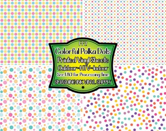 Colorful Polka Dots Adhesive Vinyl | Heat Transfer | Faux Leather | Laser Safe Materials