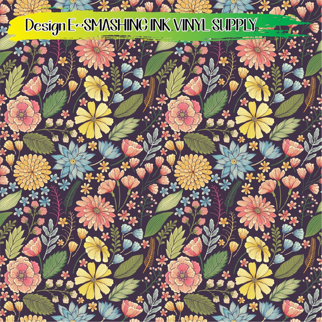 Spring Flowers Adhesive Vinyl | Heat Transfer | Faux Leather | Laser ...