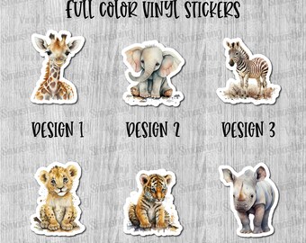24 Autocollants Animaux Sauvages Réalistes - Jungle Safari Zoo - Stickers Enfants Pour Bouteille, Cahier, Ordinateur, Scrapbooking - Cadeau Enfant