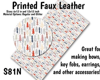 Colorful Christmas Faux Leather Sheet/Printed Faux Leather for Earrings/Leather Fabric for Bows/Leatherette Sheets/Synthetic Leather