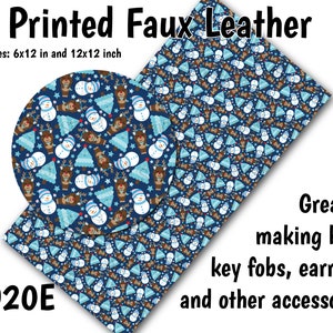 Holiday Characters Faux Leather Sheet/Printed Faux Leather for Earrings/Leather Fabric for Bows/Leatherette Sheets/Synthetic Leather