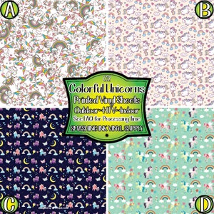 Rainbow and Unicorn Vinyl/Printed Heat Transfer Vinyl/Patterned Vinyl/Printed 651 Vinyl/Printed 631 Vinyl/Printed Outdoor Vinyl/Printed HTV