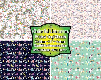 Rainbow and Unicorn Adhesive Vinyl | Heat Transfer | Faux Leather | Laser Safe Materials