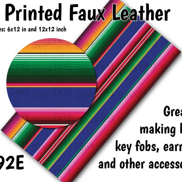 Serape Faux Leather Sheet/Printed Faux Leather for Earrings/Leather Fabric for Bows/Leatherette Sheets/Synthetic Leather