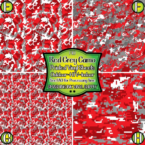 Red/Gray Camo Vinyl/Printed Heat Transfer Vinyl/Patterned Vinyl/Printed 651 Vinyl/Printed 631 Vinyl/Printed Outdoor Vinyl/Printed HTV