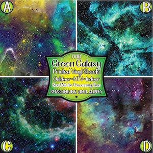 Green Galaxy Space Adhesive Vinyl | Heat Transfer | Faux Leather | Laser Safe Materials