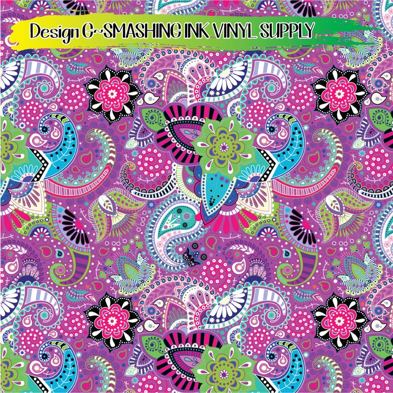 Colorful Paisley Vinyl/printed Heat Transfer Vinyl/patterned Etsy