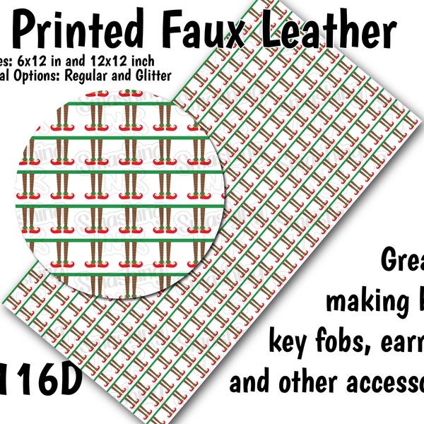 Elf Shoes Faux Leather Sheet/Printed Faux Leather for Earrings/Leather Fabric for Bows/Leatherette Sheets/Synthetic Leather