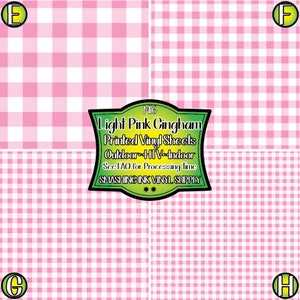 Light Pink Gingham Adhesive Vinyl | Heat Transfer | Faux Leather | Laser Safe Materials image 1