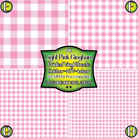 Light Pink Gingham Adhesive Vinyl | Heat Transfer | Faux Leather | Laser Safe Materials