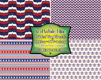 Patriotic Patterned  Adhesive Vinyl | Heat Transfer | Faux Leather | Laser Safe Materials