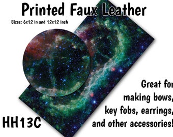 Green Space Faux Leather Sheet/Printed Faux Leather for Earrings/Leather Fabric for Bows/Leatherette Sheets/Synthetic Leather