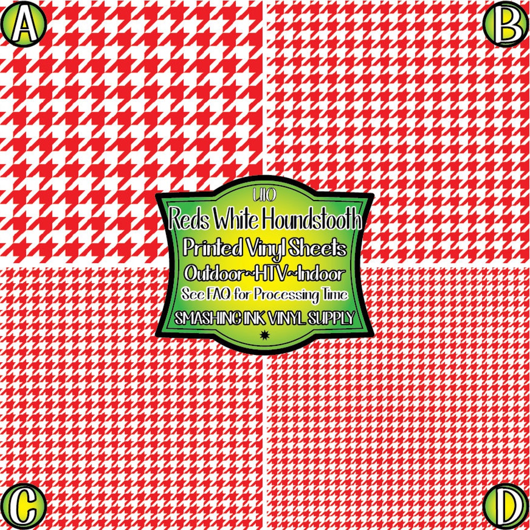 Red White Houndstooth Vinyl/printed Heat Transfer Vinyl/patterned Vinyl