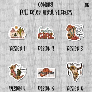 Cowgirl Full Color Sticker/Printed Vinyl Sticker/Printed Vinyl Decal/Bulk Printed Decals/Bulk Vinyl Decals