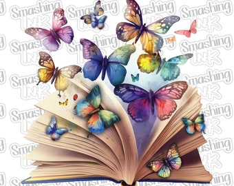 Butterflies And Books 2 ~ Apparel Transfer | DTF | Iron On | Sublimation | HTV