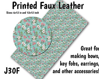 Floral Pattern Faux Leather Sheet/Printed Faux Leather for Earrings/Leather Fabric for Bows/Leatherette Sheets/Synthetic Leather