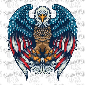 Fighting America Eagle Flag Apparel Transfer - Available in Heat Transfer, DTF (Direct to Film), or Sublimation, Iron On Shirt Transfer