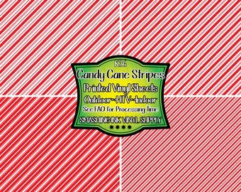 Candy Cane Striped Adhesive Vinyl | Heat Transfer | Faux Leather | Laser Safe Materials