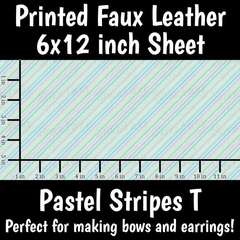 Pastel Stripes T Faux Leather SheetPrinted Faux Leather for EarringsLeather Fabric for BowsLeatherette SheetsSynthetic Leather