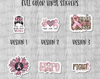Etiqueta engomada a todo color de concientización sobre el cáncer de mama/Etiqueta engomada de vinilo impresa/Calcomanía de vinilo impresa/Calcomanías impresas a granel/Calcomanías de vinilo a granel