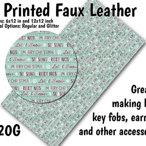 Christmas Wording Faux Leather Sheet/Printed Faux Leather for Earrings/Leather Fabric for Bows/Leatherette Sheets/Synthetic Leather