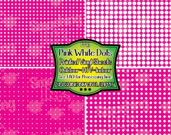 Pink White Dots Vinyl/Printed Heat Transfer Vinyl/Patterned Vinyl/Printed 651 Vinyl/Printed 631 Vinyl/Printed Outdoor Vinyl/Printed HTV