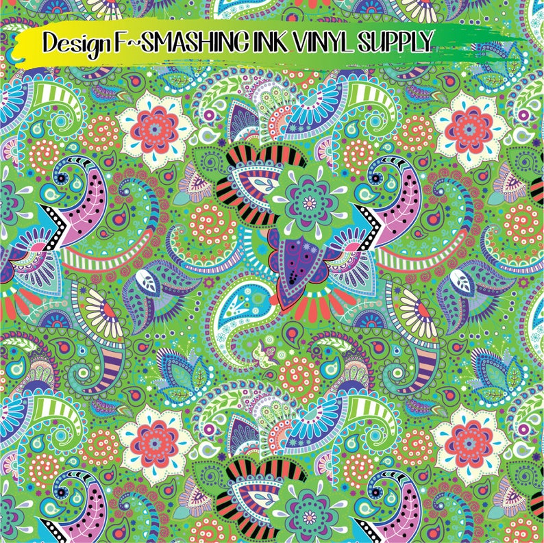 Colorful Paisley Vinyl/printed Heat Transfer Vinyl/patterned Etsy