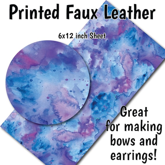 Colorful Watercolor I Faux Leather Sheet/Printed Faux Leather for Earrings/Leather Fabric for Bows/Leatherette Sheets/Synthetic Leather