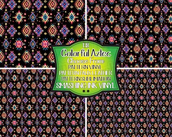 Colorful Aztec Adhesive Vinyl | Heat Transfer | Faux Leather | Laser Safe Materials