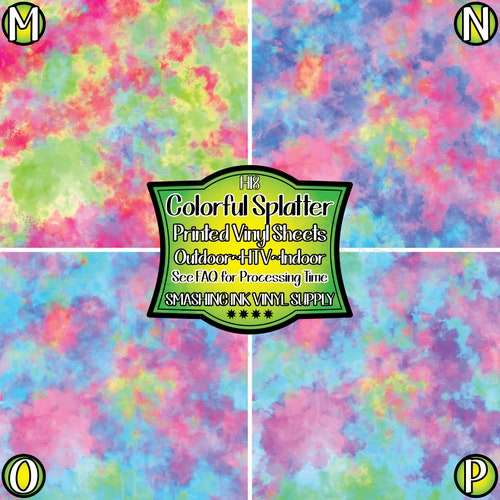 Colorful Paint Splatter Vinyl/printed Heat Transfer Etsy