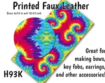 Tie Dye Faux Leather Sheet/Printed Faux Leather for Earrings/Leather Fabric for Bows/Leatherette Sheets/Synthetic Leather