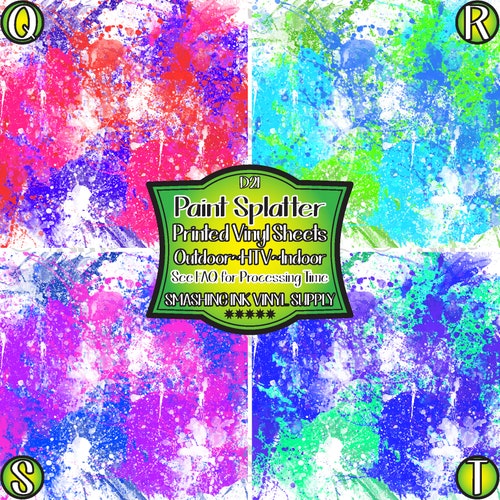 Colorful Splatter Vinyl/printed Heat Transfer Vinyl/patterned Etsy