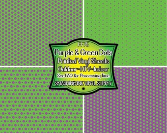 Purple Green Polka Dot  Adhesive Vinyl | Heat Transfer | Faux Leather | Laser Safe Materials
