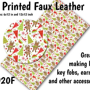 Holiday Characters Faux Leather Sheet/Printed Faux Leather for Earrings/Leather Fabric for Bows/Leatherette Sheets/Synthetic Leather