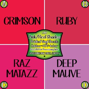 Pink Red Shades  Adhesive Vinyl | Heat Transfer | Faux Leather | Laser Safe Materials