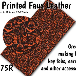 Halloween Cartoon Faux Leather Sheet/Printed Faux Leather for Earrings/Leather Fabric for Bows/Leatherette Sheets/Synthetic Leather