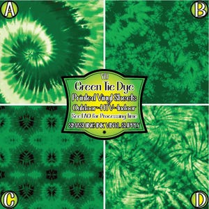 Green Tie Dye Adhesive Vinyl | Heat Transfer | Faux Leather | Laser Safe Materials