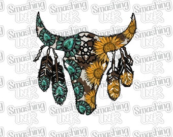 Boho Western Skull ~ Apparel Transfer | DTF | Iron On | Sublimation | HTV