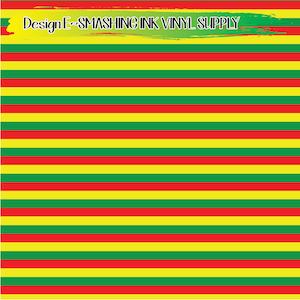 May include: A seamless pattern of horizontal stripes in red, yellow, and green. The pattern is repeated throughout the image. The text "Design E-SMASHING INK VINYL SUPPLY" is at the top of the image.