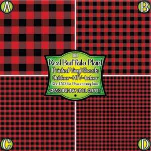 Red Buffalo Plaid Vinyl/Printed Heat Transfer Vinyl/Patterned Vinyl/Printed 651 Vinyl/Printed 631 Vinyl/Printed Outdoor Vinyl/Printed HTV