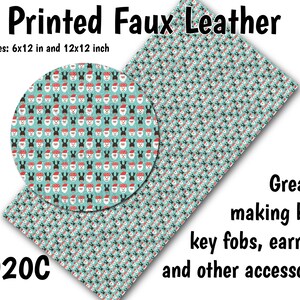 Christmas Cartoons Faux Leather Sheet/Printed Faux Leather for Earrings/Leather Fabric for Bows/Leatherette Sheets/Synthetic Leather
