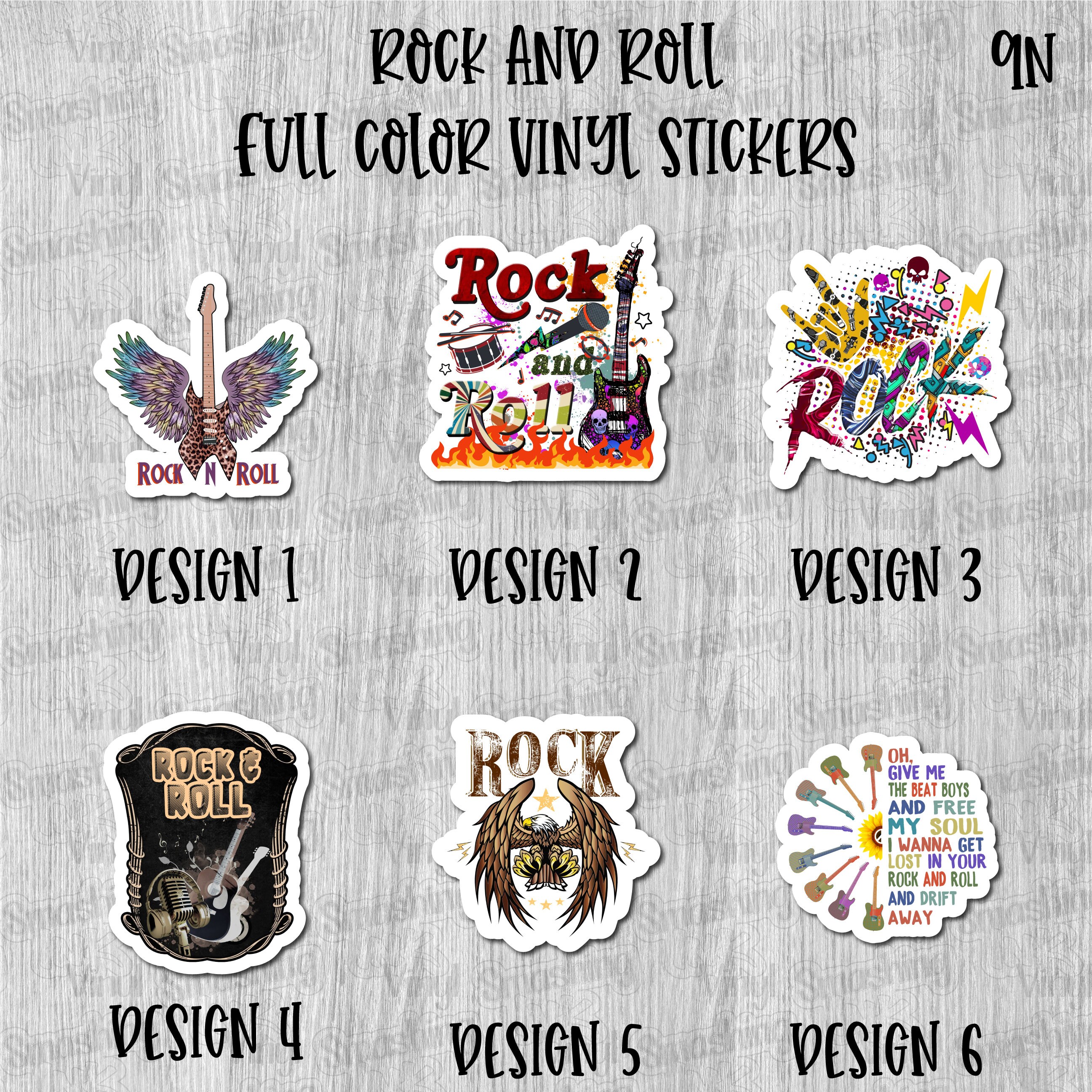 Rock And Roll Full Color Sticker/Printed Vinyl Sticker/Printed Vinyl Decal/Bulk Printed Decals/Bulk Vinyl Decals