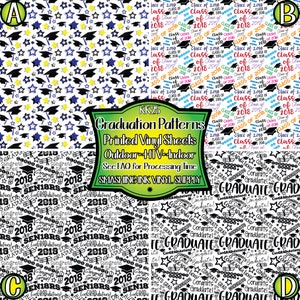 Graduation Pattern Adhesive Vinyl | Heat Transfer | Faux Leather | Laser Safe Materials