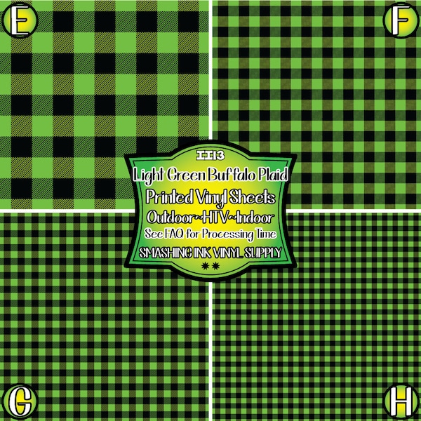 Light Green Buffalo Plaid Vinyl/Printed Heat Transfer Vinyl/Pattern Vinyl/Printed 651 Vinyl/Printed Vinyl/Printed Outdoor Vinyl/Printed HTV