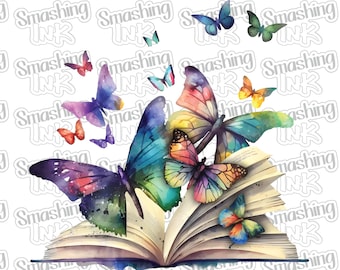 Butterflies And Books 3 ~ Apparel Transfer | DTF | Iron On | Sublimation | HTV